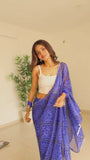 Nebula 1-Minute Ready To Wear Blue Georgette Saree