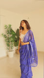 Nebula 1-Minute Ready To Wear Blue Georgette Saree