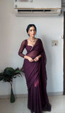 Lustrous Wine Color Georgette Saree: Elegant and Easy-to-Wear for Modern Women