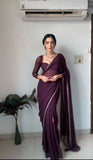 Lustrous Wine Color Georgette Saree: Elegant and Easy-to-Wear for Modern Women