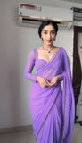 Lustrous Lavender Color Georgette Saree: Elegant and Easy-to-Wear for Modern Women