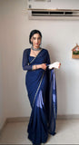 Lustrous Blue Color Georgette Saree: Elegant and Easy-to-Wear for Modern Women