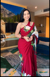 One-Minute Ready-to-Wear Maroon Georgette Saree: Elegant and Comfortable