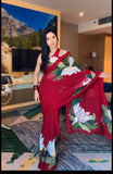 One-Minute Ready-to-Wear Maroon Georgette Saree: Elegant and Comfortable