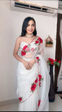 Feel the Comfort with One-Minute Wear Printed Organza Saree for Effortless Style