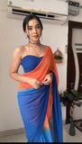 Multi-Hued Georgette Saree: Trendy One-Minute Draping for Modern Elegance