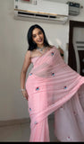 Instant Multi-Color Georgette Saree: Chic, Comfortable, and Ready-to-Wear Style