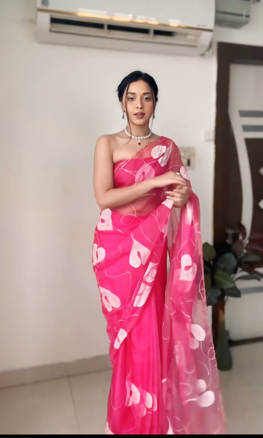 Modern Style Meets Tradition in Ready-to-Wear Organza Sarees