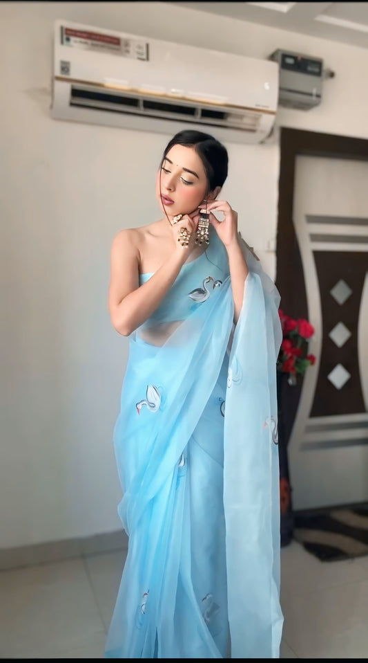Instant Charm: Lightweight Organza Saree for Modern Indian Women