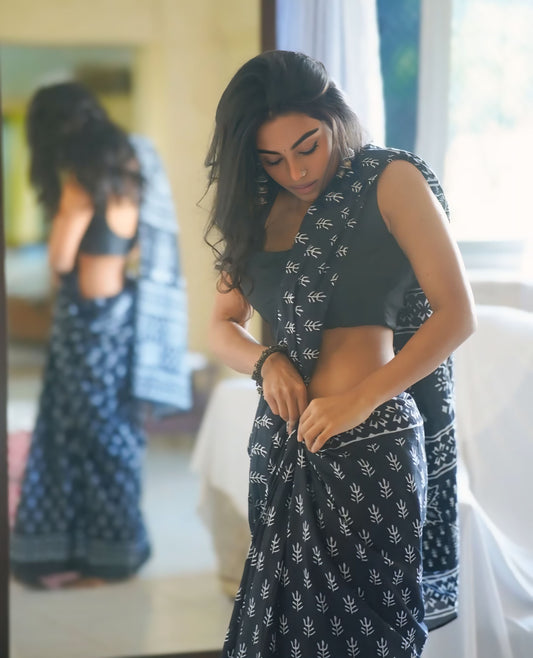 Beautifully Printed One-Minute Wear Cotton Saree for a Trendy, No-Hassle Look