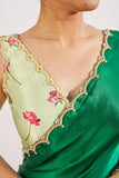 Graceful Satin Pre-Draped Saree Set Featuring a Stylish Blouse