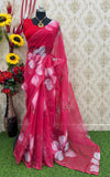 Adorning 1-Minute Ready To Wear pink Organza Silk Saree