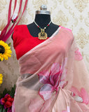 Adorning 1-Minute Ready To Wear cream Organza Silk Saree