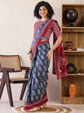Impressive 1-Minute Ready To Wear grey&red mul cotton Saree