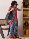 Impressive 1-Minute Ready To Wear grey&red mul cotton Saree
