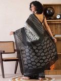 Vivacious 1-Minute Ready To Wear black&white mul cotton Saree