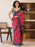 Improbable 1-Minute Ready To Wear red&black mul cotton Saree