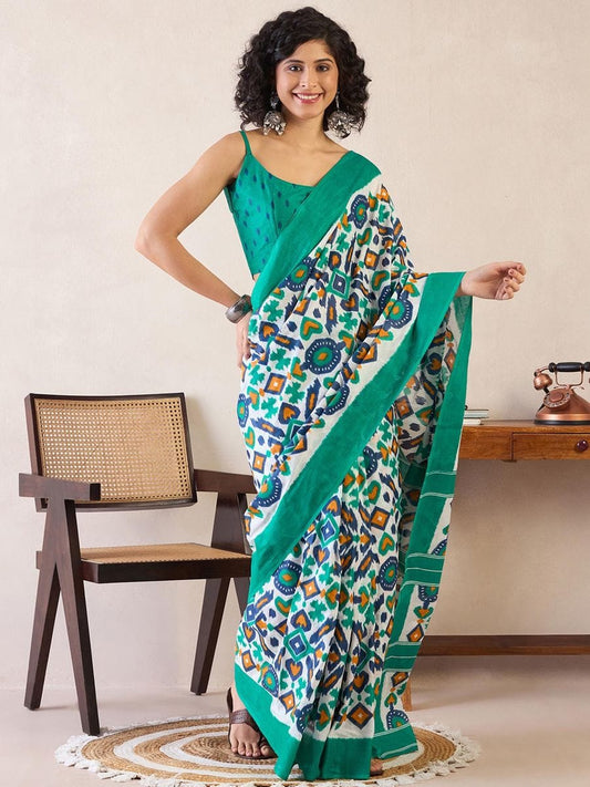 Inimitable 1-Minute Ready To Wear rama mul cotton Saree
