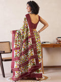 Effulgent 1-Minute Ready To Wear Maroon mul cotton Saree