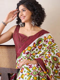 Effulgent 1-Minute Ready To Wear Maroon mul cotton Saree