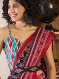 Surreptitious 1-Minute Ready To Wear Red&black mul Cotton Saree