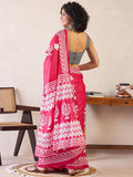 Dissemble 1-Minute Ready To Wear Red MUL COTTON Saree