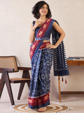 Gossamer 1-Minute Ready To Wear Navy Blue mul cotton Saree