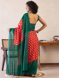 Mellifluous 1-Minute Ready To green&redmul cotton Saree