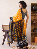 Magnetic 1 Minute Ready To Wear Yellow Mul Cotton Digital Printed Saree With Pocket