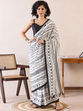 Jazzy 1-Minute Ready To Wear white mul cotton Saree