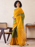 Redolent 1-Minute Ready To Wear Yellow&green mul cotton Saree