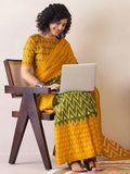 Redolent 1-Minute Ready To Wear Yellow&green mul cotton Saree