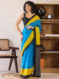 Gratifying 1 Minute Ready To Wear Blue Mul Cotton Digital Printed Saree With Pocket