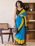 Gratifying 1 Minute Ready To Wear Blue Mul Cotton Digital Printed Saree With Pocket