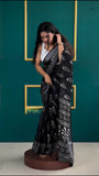 Modern Simplicity: One-Minute Wear Black Cotton Saree for All-Day Comfort