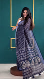 One-Minute Wonder: Stylish Blue Cotton Saree for Every Occasion