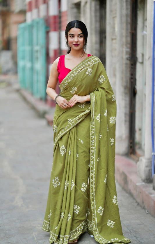 Pocket Ready-to-Wear Saree in Soft Mul Mul Cotton – Effortless Style for Daily Elegance