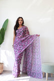 Purple Color One-Minute Saree – Georgette Fabric for Stunning Drapes.