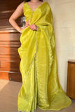 Pleasurable 1-Minute Ready To Wear Parrot Chinon Saree