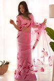 Enchanting 1-Minute Ready To Wear Pink Organza Silk Saree