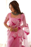 Enchanting 1-Minute Ready To Wear Pink Organza Silk Saree