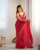 Admirable 1-Minute Ready To Wear Dark Pink Crush Silk Saree