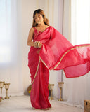 Admirable 1-Minute Ready To Wear Dark Pink Crush Silk Saree