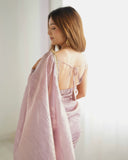 Fugacious 1-Minute Ready To Wear Lavender Crush Silk Saree