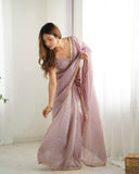 Fugacious 1-Minute Ready To Wear Lavender Crush Silk Saree