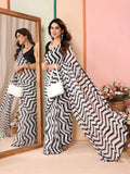Classic 1-Minute Ready To Wear White Georgette Saree