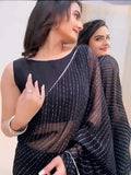 Denouement 1-Minute Ready To Wear Black Georgette Saree