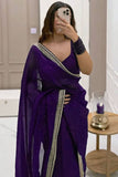 Lagniappe 1-Minute Ready To Wear Purple Organza Silk Saree