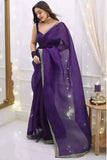 Lagniappe 1-Minute Ready To Wear Purple Organza Silk Saree