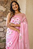 Breathtaking 1-Minute Ready To Wear Baby Pink Georgette Saree